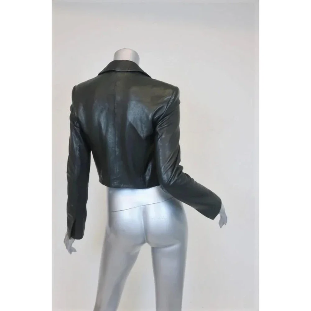 Rachel Zoe Bobby Leather Bolero Jacket Black Size 2 Open Front - Picture 4 of 6